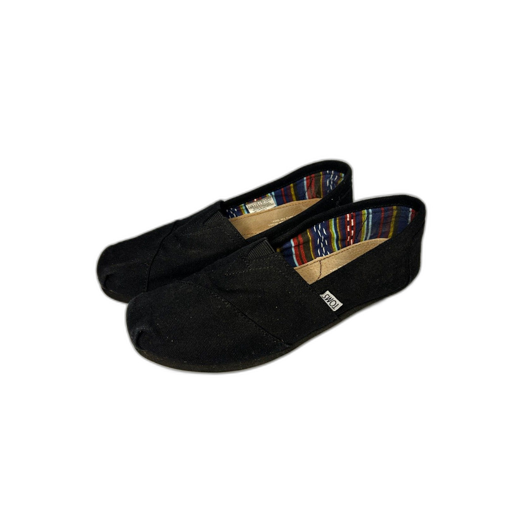 TOMS Women's Canvas Slip-Ons Black On Black - Size 6.5 Women's